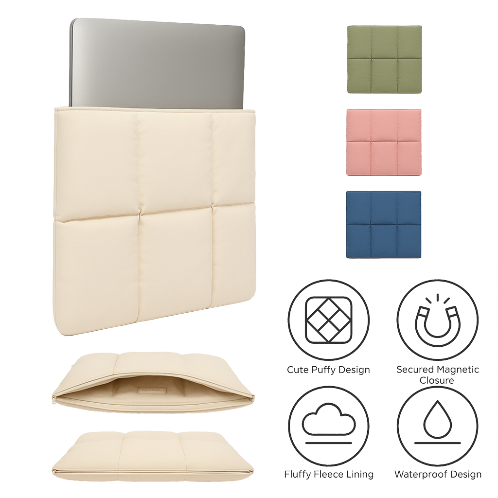 SafePuff™ - Puffy Laptop Sleeve for 13″–16″ Laptops